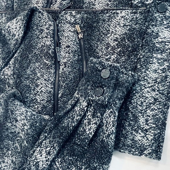 Karl Lagerfeld For Macys Impulse Black Wool Silver Spark Extra Small Moto Jacket - Picture 8 of 14